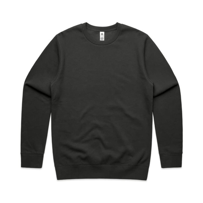 A black sweater with a round neckline and long sleeves, featuring a logo on the label.