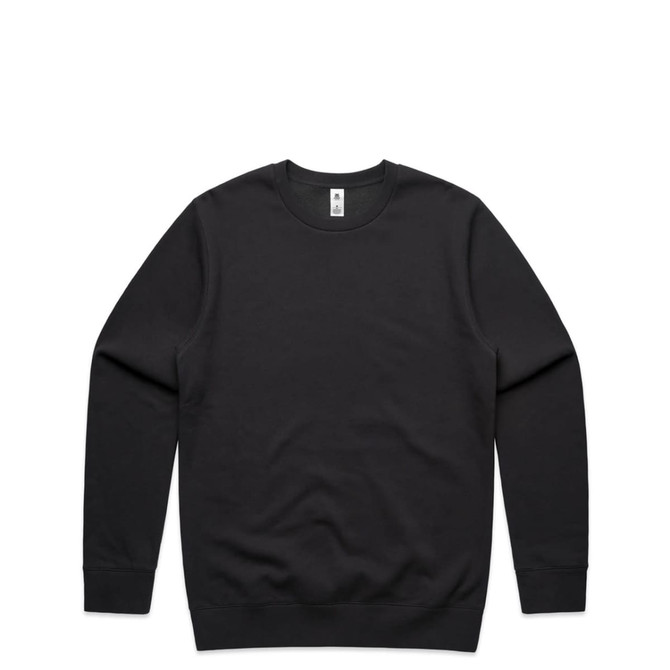 A black jumper with long sleeves and a crew neckline, featuring a logo on the inside label.