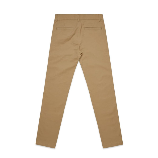Standard pants in a tan colour, featuring a straight-leg design and two back pockets. Includes branding.