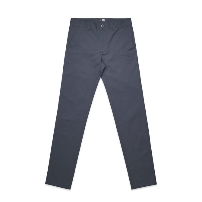 Standard pants in a dark grey colour. They feature a button closure and pockets, with a subtle logo present.