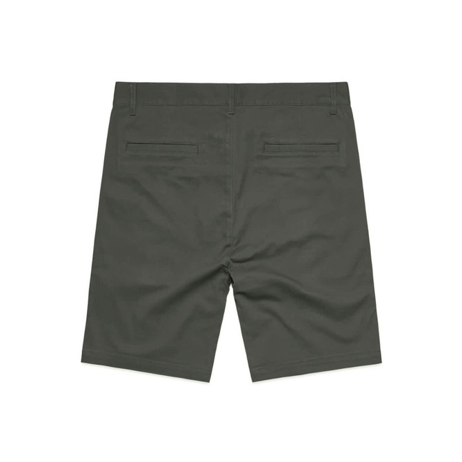 Plain shorts in dark green with a smooth finish and two back pockets. Features a logo.