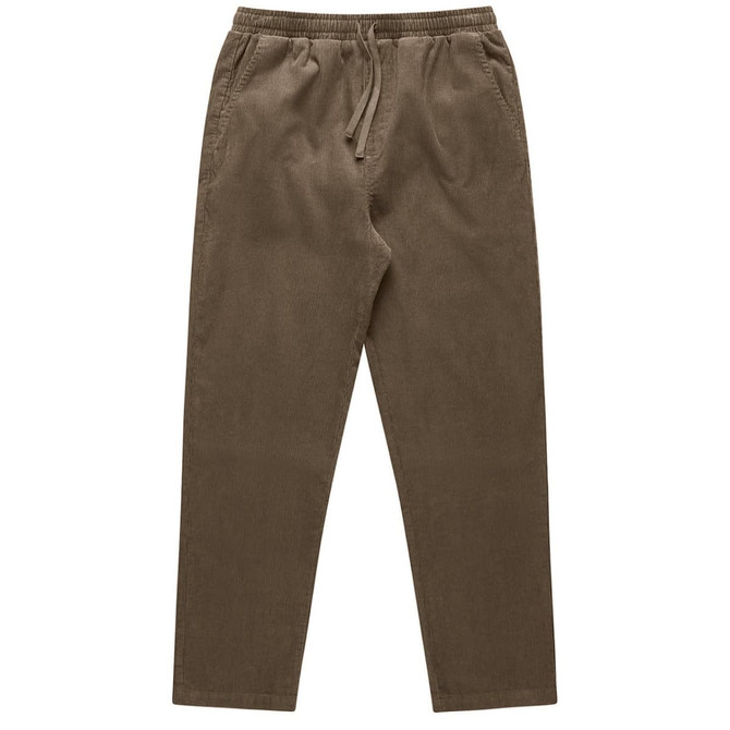 Cord Pants in a muted brown colour, featuring an elastic waistband and drawstring, designed in a relaxed fit.