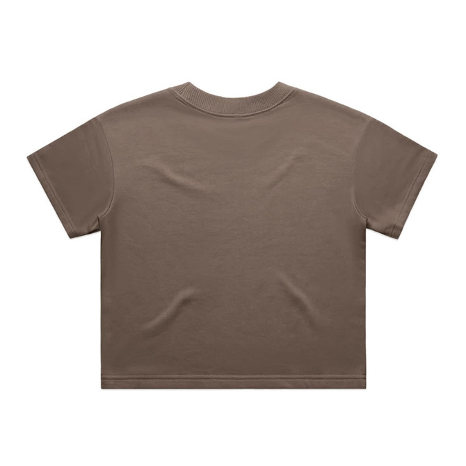 A brown t-shirt with a simple design and a crew neckline, featuring short sleeves and a relaxed fit.