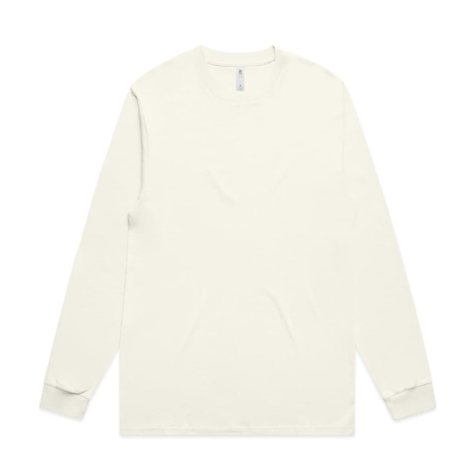 A long-sleeve T-shirt in a light cream colour, featuring a subtle logo branding on the front.