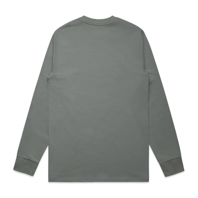 A long-sleeve t-shirt in a muted grey colour, featuring a plain back design and cuffed sleeves.