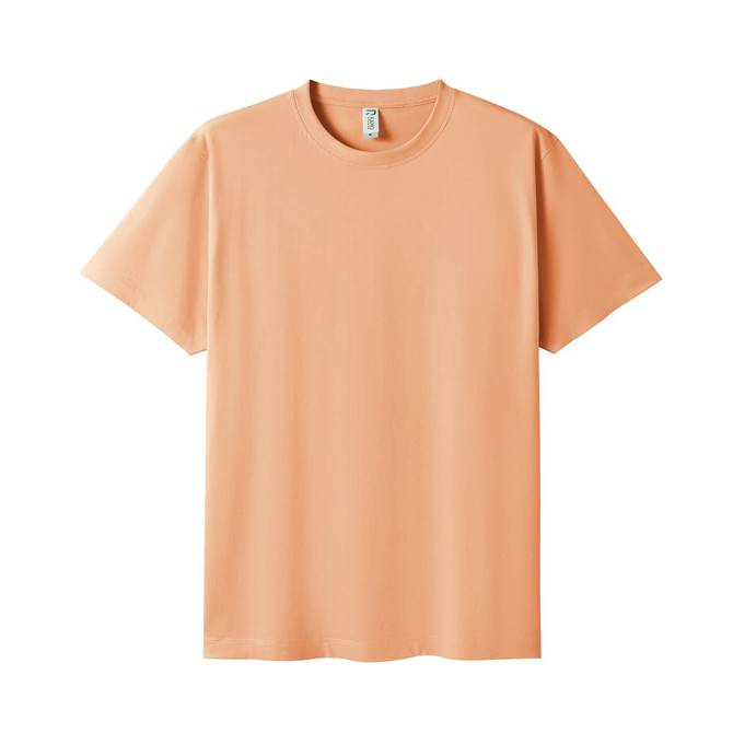 A peach-coloured unisex modern fit T-shirt with short sleeves and a round neckline, featuring a logo.