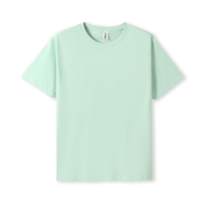 A light mint green unisex modern fit T-shirt featuring short sleeves and a simple design. It has a logo tag.