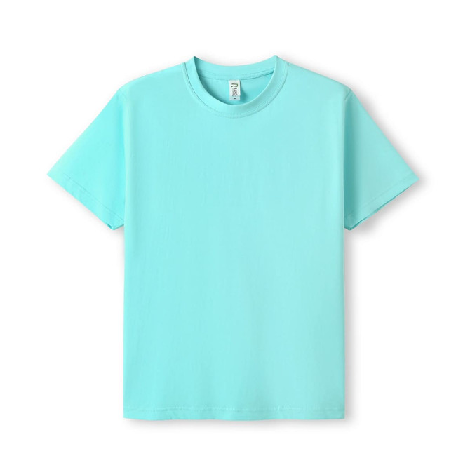 A mint green unisex modern fit t-shirt with short sleeves and a logo on the label.
