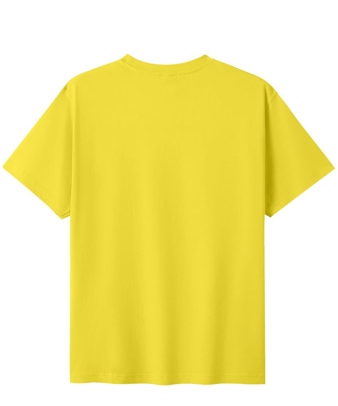 A yellow unisex modern fit tee with a plain back design and short sleeves.