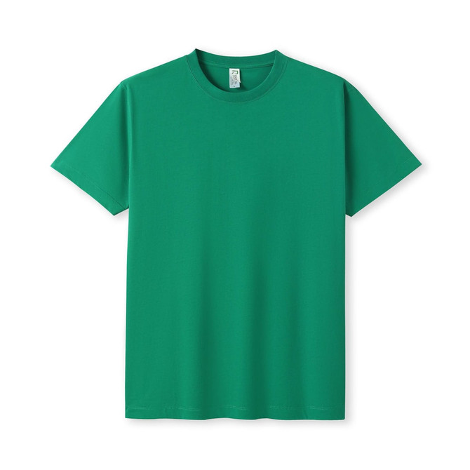 A green modern fit unisex t-shirt displayed flat. It features short sleeves and a round neck.