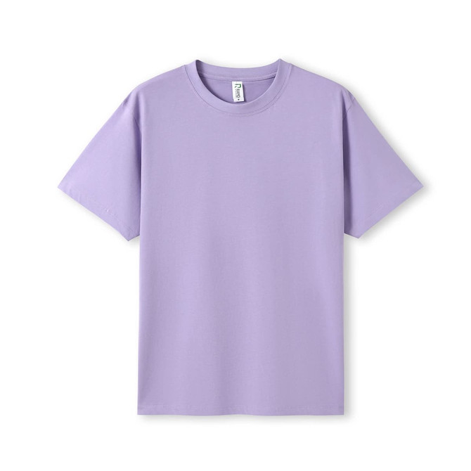 A lavender modern fit tee with short sleeves and a crew neckline, featuring a logo on the tag.