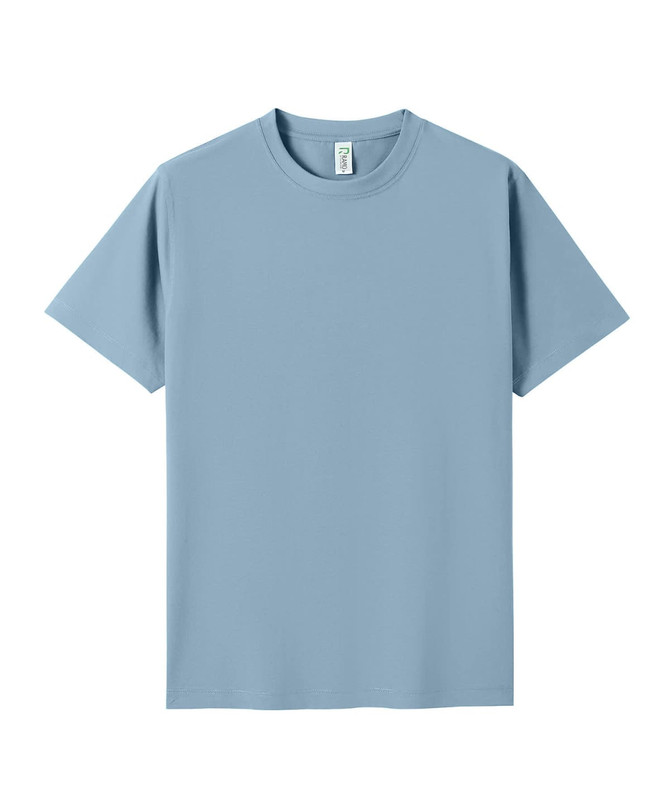 A light blue unisex modern fit T-shirt with short sleeves and a branding logo.