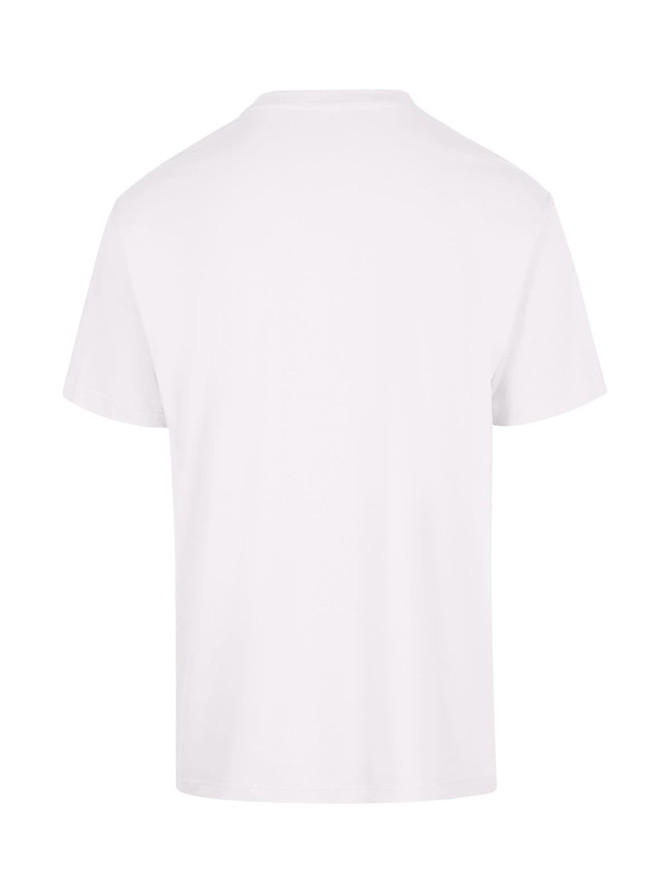 A plain white unisex regular T-shirt featuring a crew neck design and no visible branding.