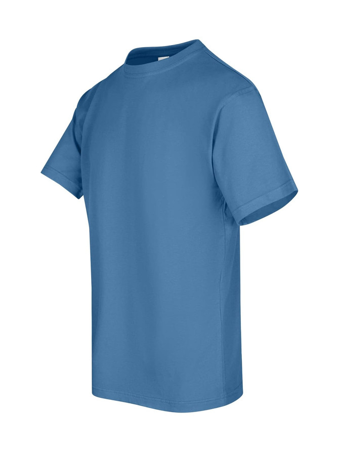 A unisex regular t-shirt in a vibrant blue colour, featuring a classic crew neckline and short sleeves.