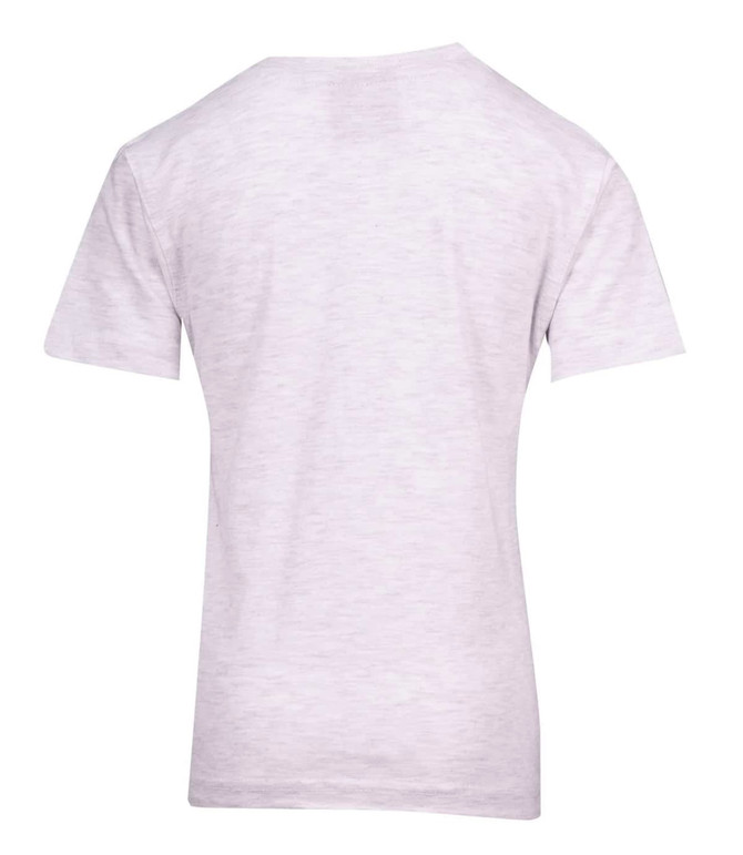 A light grey kid's regular T-shirt with a simple design, featuring a logo on the back.