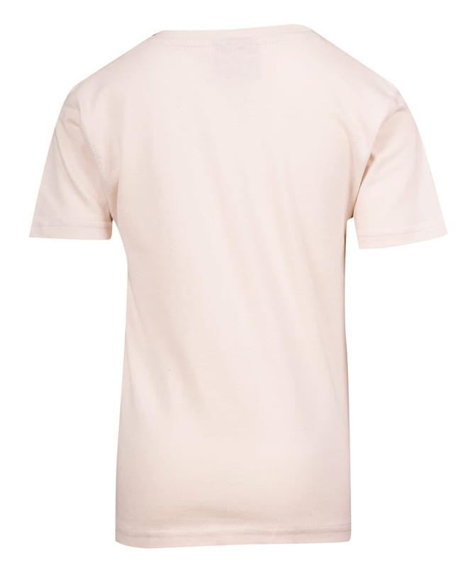 A light beige kid's regular T-shirt with a simple design, featuring short sleeves and a round neckline.