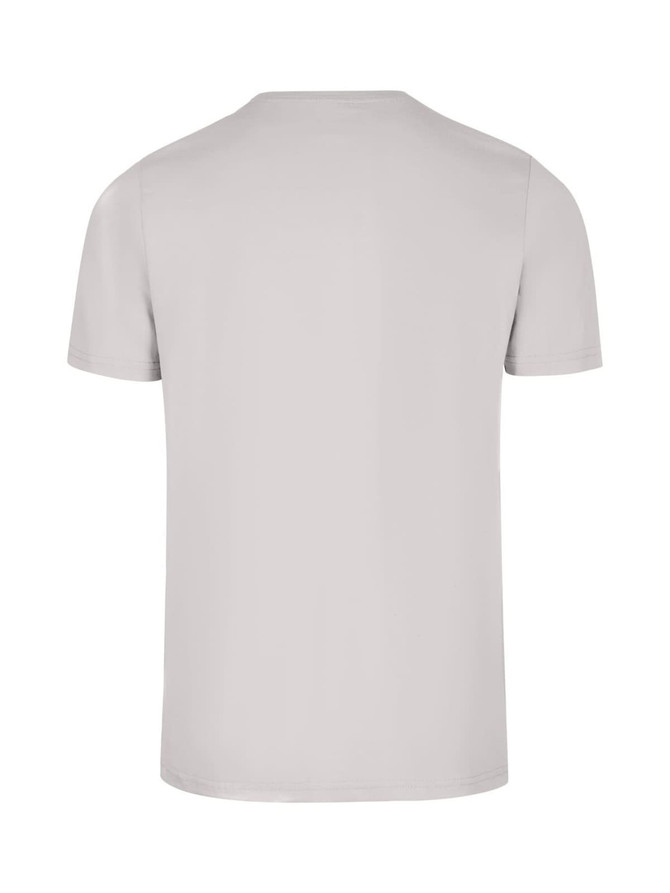 A light grey men's slim fit T-shirt with a simple design and short sleeves. It features a logo on the back.
