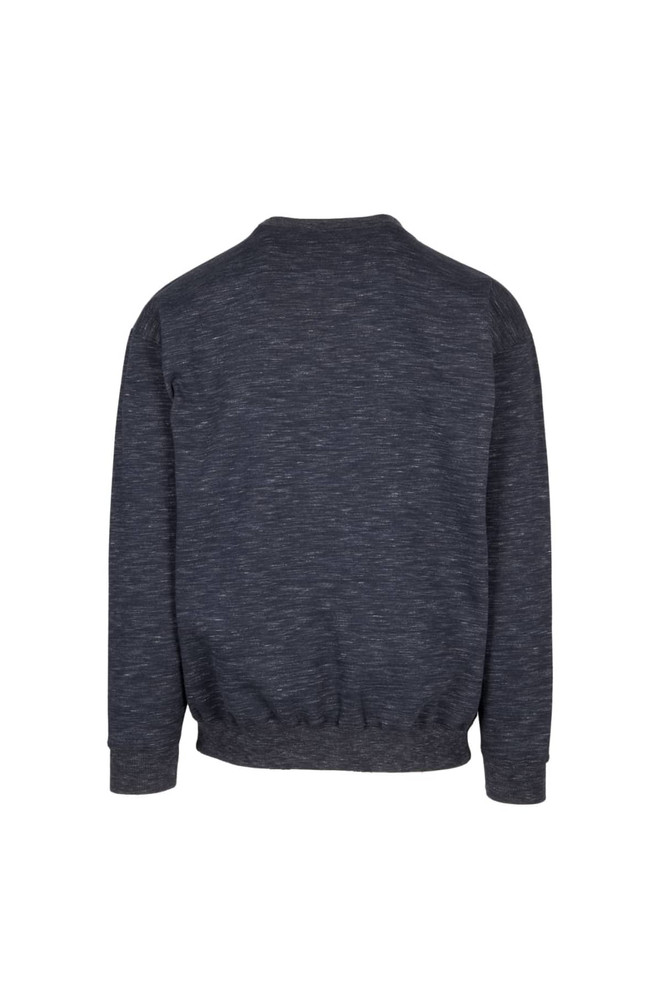 A dark grey adult poly-cotton fleece jumper with a ribbed waistband, featuring a logo on the back.