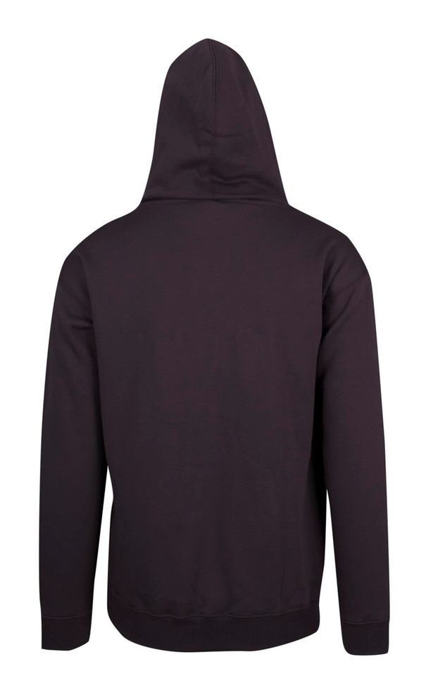 A black men's zip hoodie featuring a hood and a pocket, designed as a casual jumper.