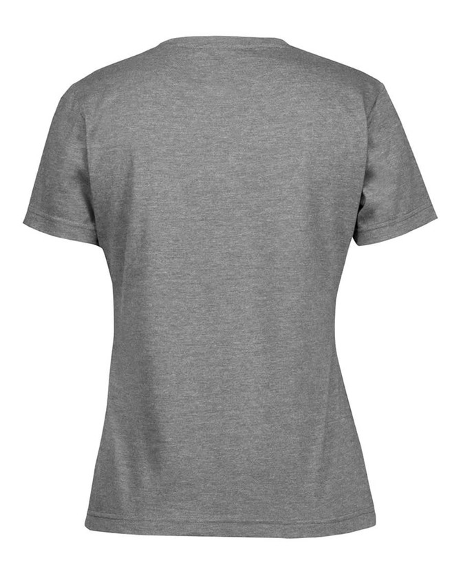 A grey ladies' t-shirt with a classic crew neck and short sleeves. The back is plain with no visible branding.