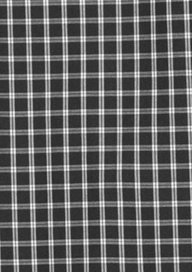 A black and white checkered fabric pattern suitable for a button-up shirt. It features a consistent grid design.