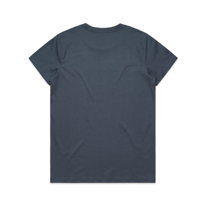 A navy blue T-shirt featuring a plain back. The shirt is made of soft fabric and has a branding logo.