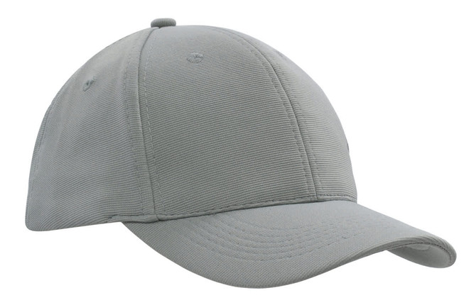 A greenish-grey cap made from twill fabric, featuring a structured design and a logo on the front.