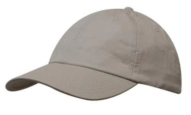 A washed chino twill cap in a light beige colour with a curved brim and a logo.
