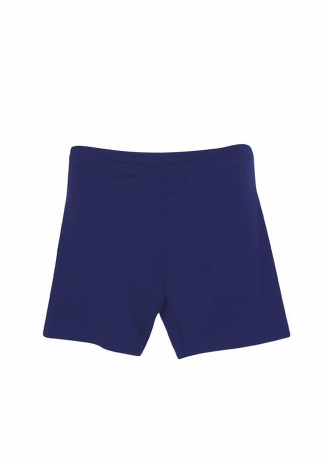 Navy blue women's dress shorts with an elastic waistband and no visible detailing. Features a logo.