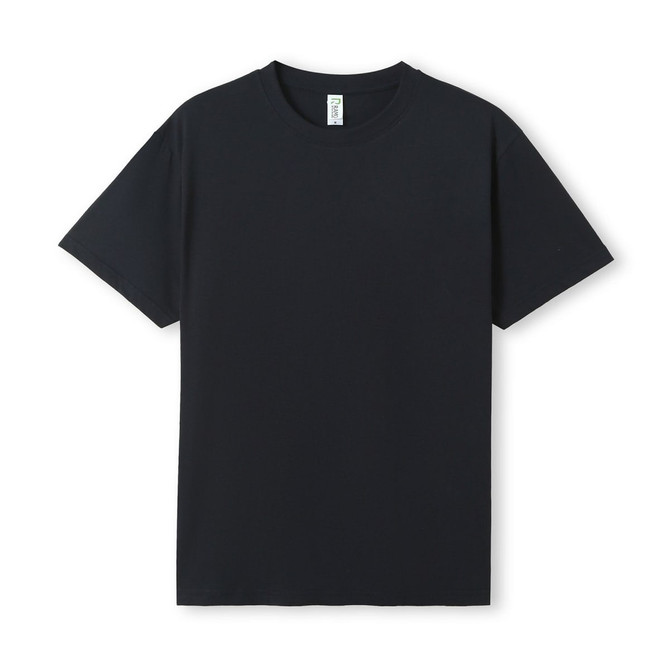 A navy blue unisex t-shirt with short sleeves and a plain design. It features a label inside the neckline.