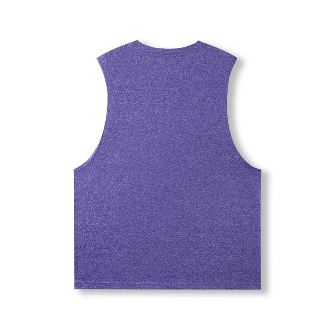 A purple sleeveless tee from the Greatness Range, featuring a simple design and a logo.