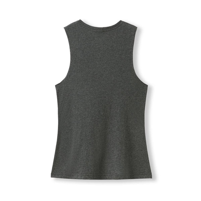 A women's combed cotton tank in dark grey, featuring a sleeveless design and a simple back view.