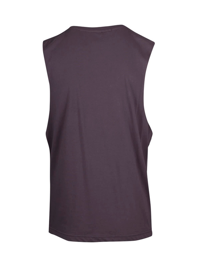 A unisex combed cotton tank in a dark grey shade. Features a simple design with no front detail.