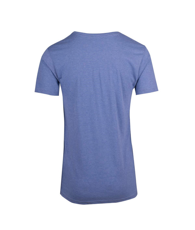 A men's/unisex marl crew neck T-shirt in blue, featuring a plain back and short sleeves.