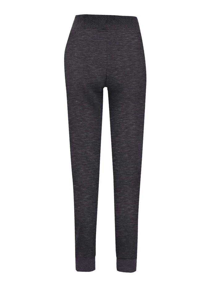 Brushed fleece track pants in a dark grey colour, featuring a tapered fit and an elastic waistband.