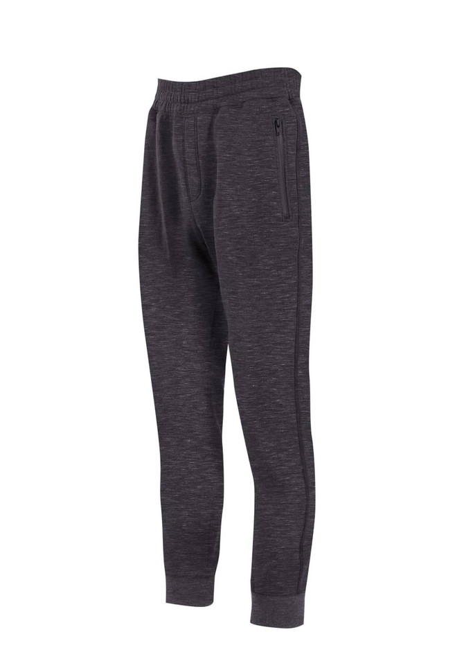 Men's STANCE brushed fleece track pants in dark grey, featuring a fitted design and pockets.