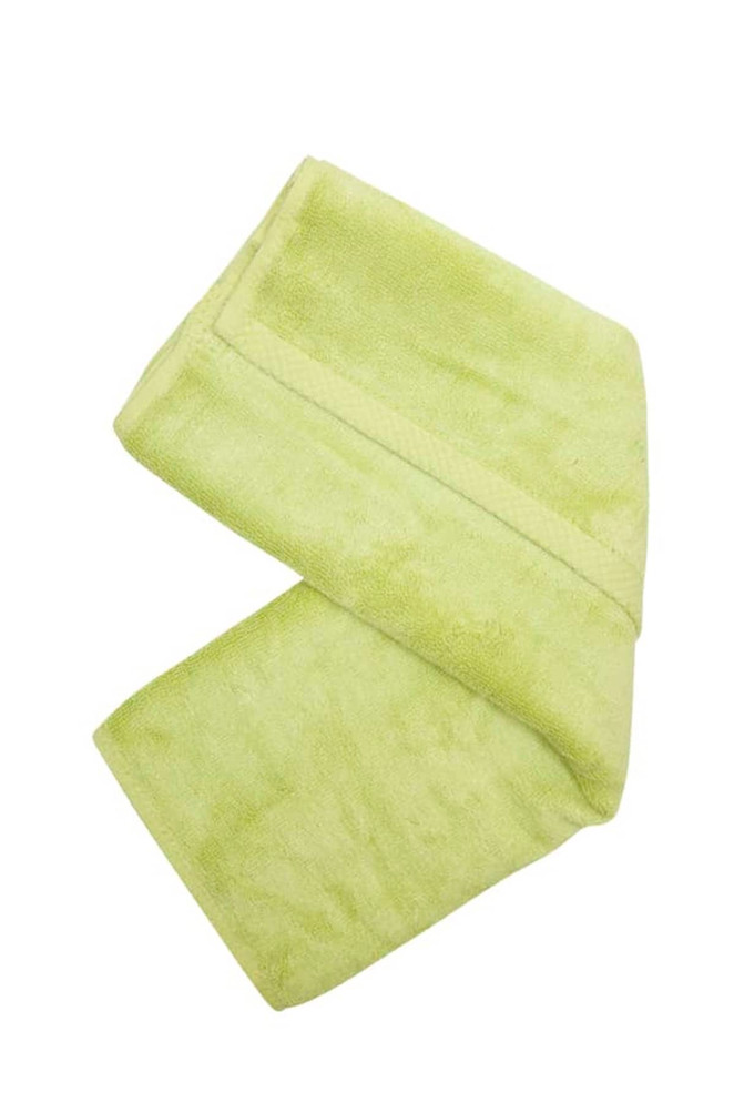 A folded bamboo hand towel in a soft green colour, featuring a simple texture and design.
