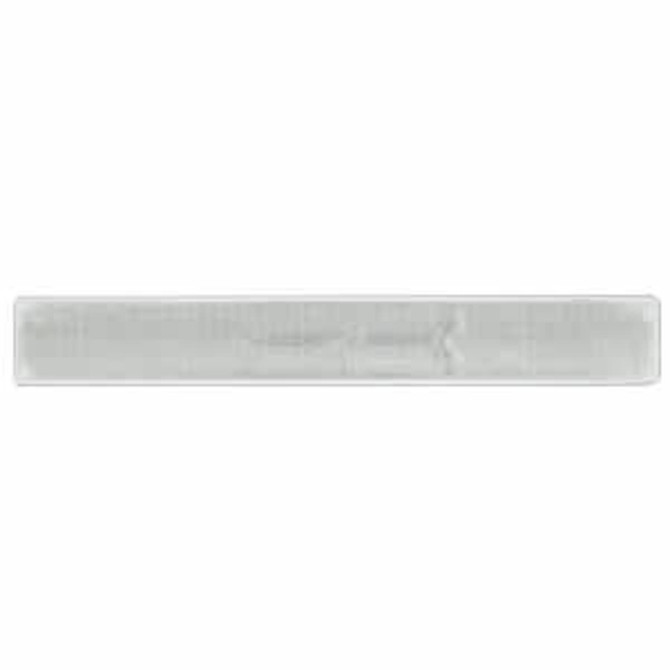 A reflective slap wristband in a light grey colour, featuring a logo or branding.