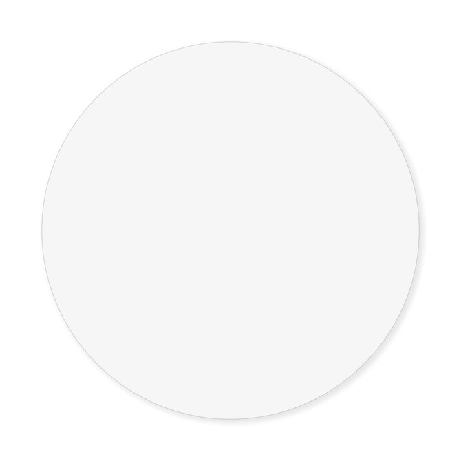 A round, white cardboard coaster featuring a logo. Ideal for protecting surfaces.
