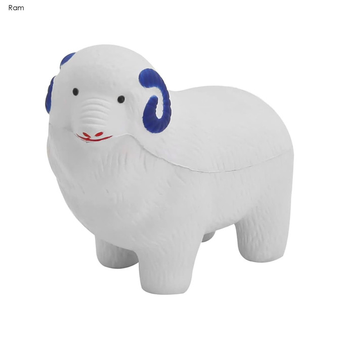 A white stress sheep figure with blue accents, featuring a round body and a cute facial expression.