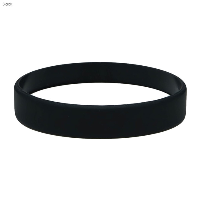 A black silicone wristband with a smooth texture, designed for exhibitions and events.