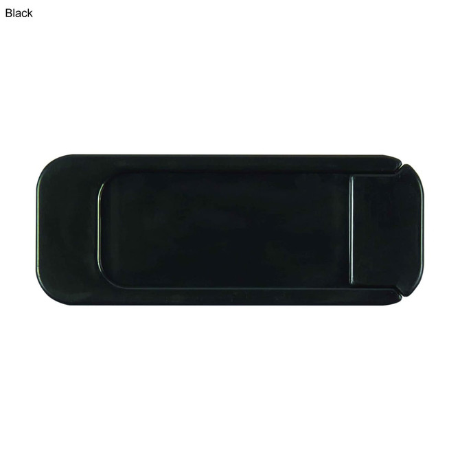 A black security webcam cover with a sliding mechanism for privacy. Features a smooth, sleek design.