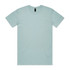 A light blue T-shirt featuring a round neck and short sleeves. It has a logo tag near the neckline.