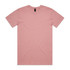 A pink t-shirt with a crew neck and short sleeves, featuring a logo in the neckline area.