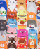 A colourful scrub top featuring various cartoon animals, including cats and dogs, in a playful printed design.