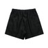 Black linen shorts with an elastic waistband and a simple design, featuring no additional detailing.