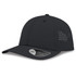 A black cap featuring perforated detailing on the sides, with a curved peak and an adjustable fit.