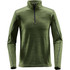 A green men's base thermal 1/4 zip jumper with textured fabric and long sleeves. It features a zip collar and has a branding logo.