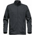 A lightweight men's softshell jacket in dark grey, featuring a zip front and side pockets. Branding included.