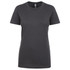 A women's boyfriend tee in a dark grey colour, featuring a round neckline and short sleeves. It has a logo on the label.